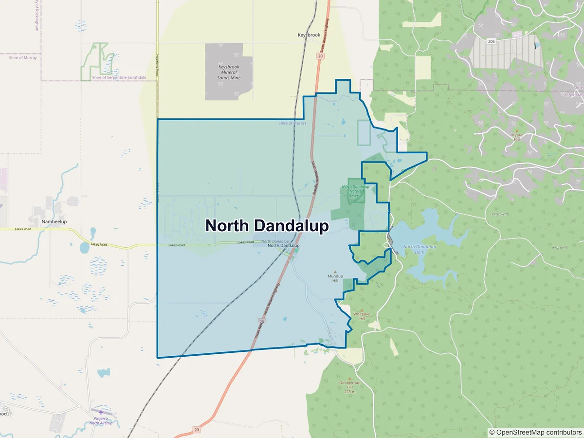 Map of North Dandalup, WA, Australia