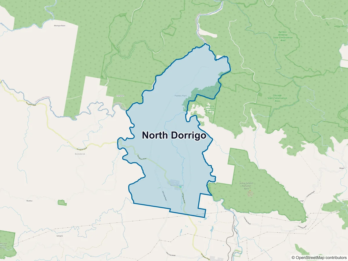 Map of North Dorrigo, NSW, Australia