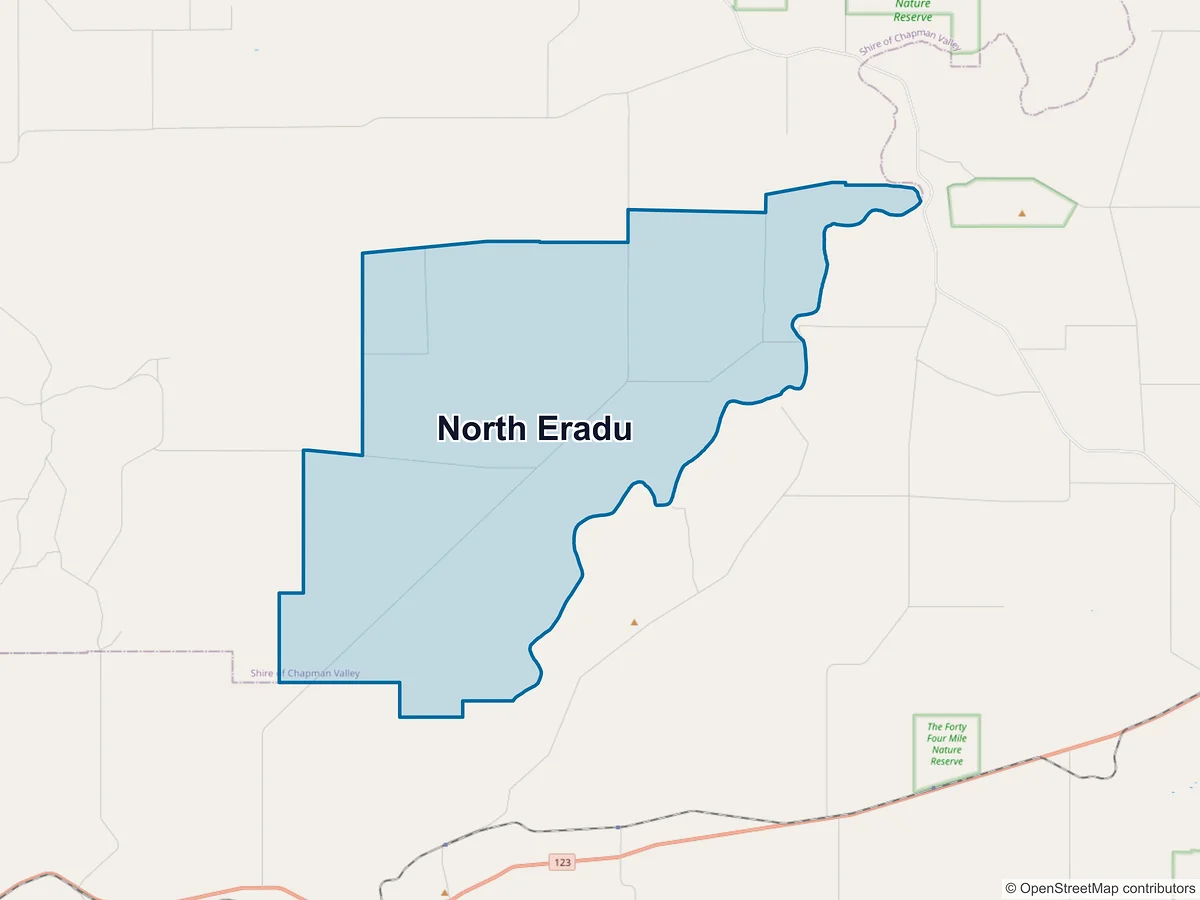Map of North Eradu, WA, Australia