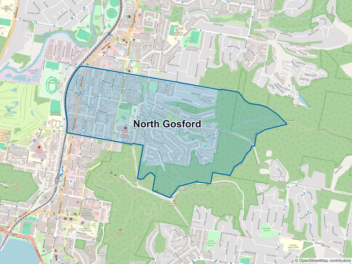 Map of North Gosford, NSW, Australia