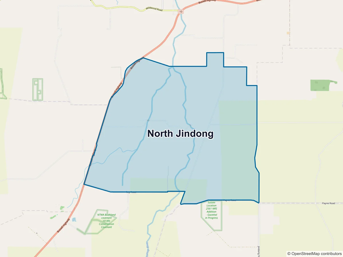 Map of North Jindong, WA, Australia