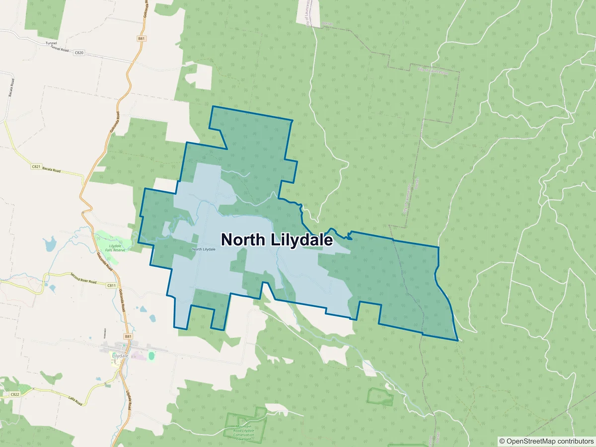 Map of North Lilydale, TAS, Australia