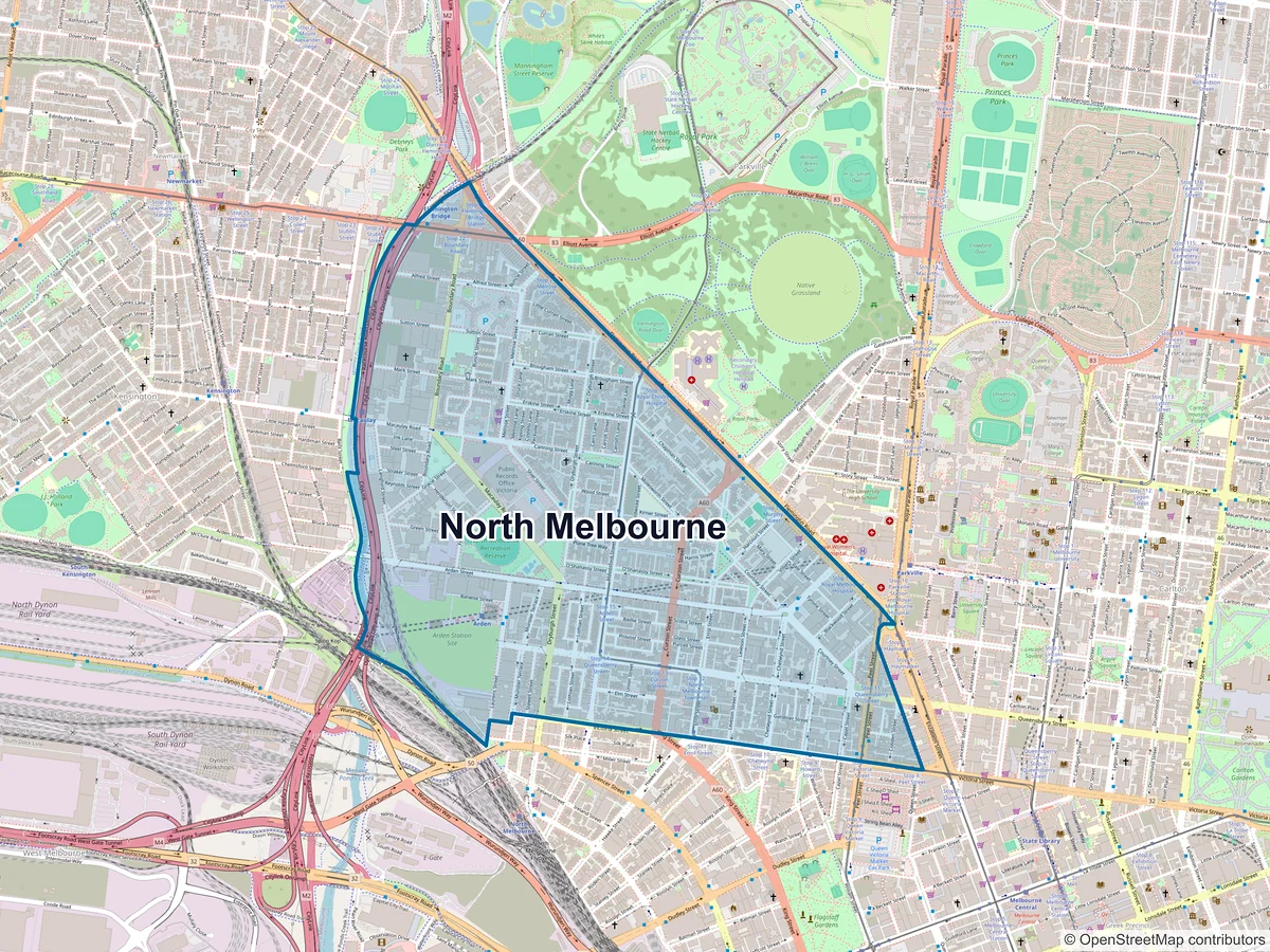 Map of North Melbourne, VIC, Australia