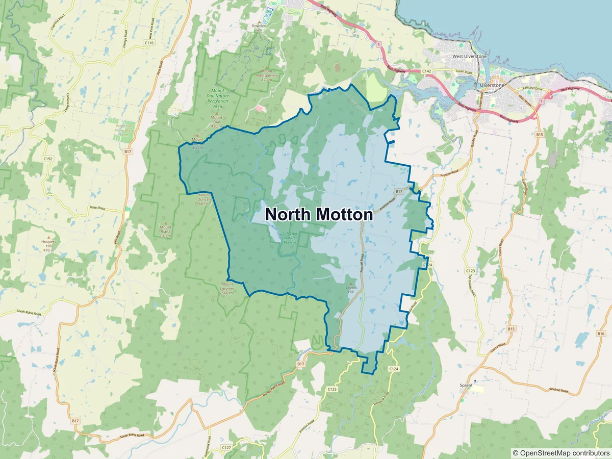 Map of North Motton, TAS, Australia