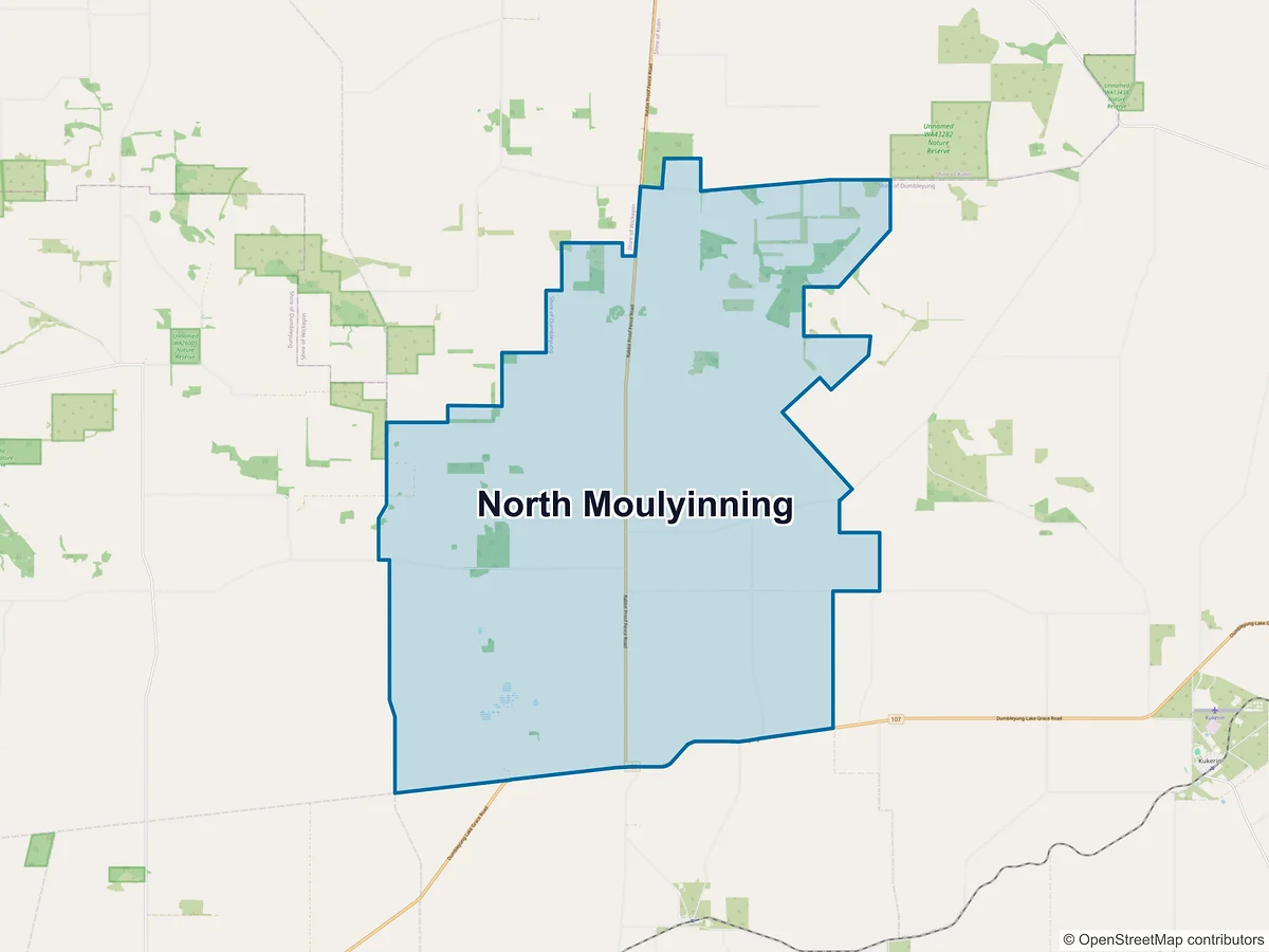 Map of North Moulyinning, WA, Australia