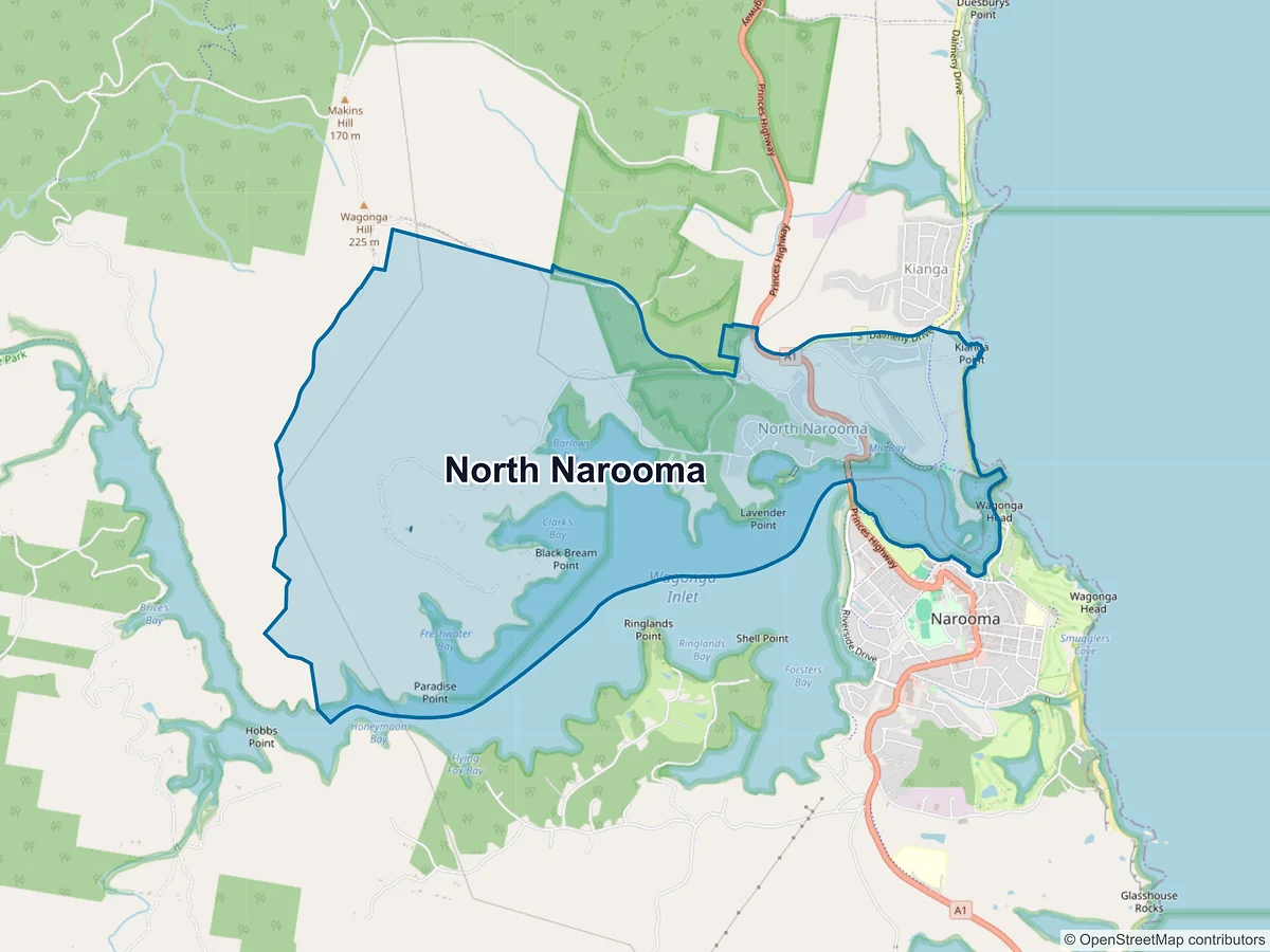 Map of North Narooma, NSW, Australia