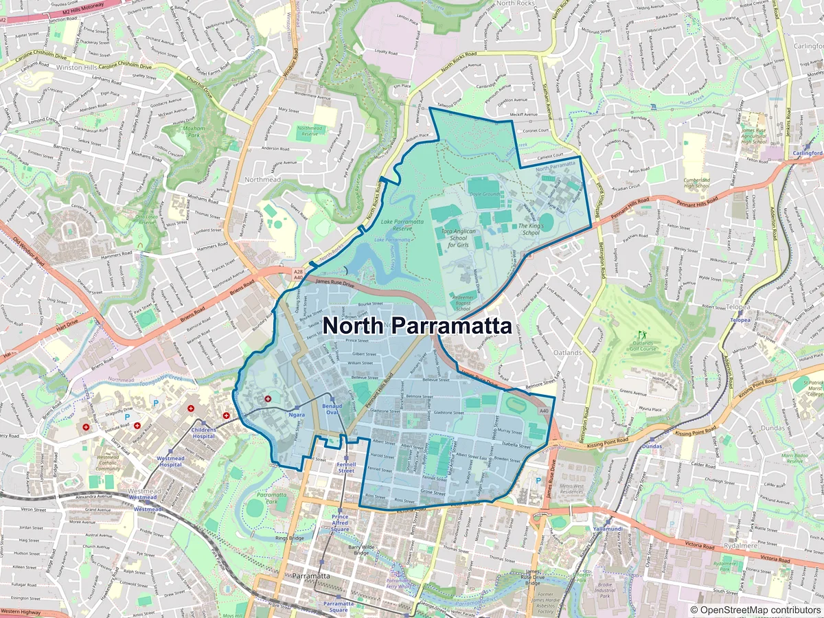 Map of North Parramatta, NSW, Australia