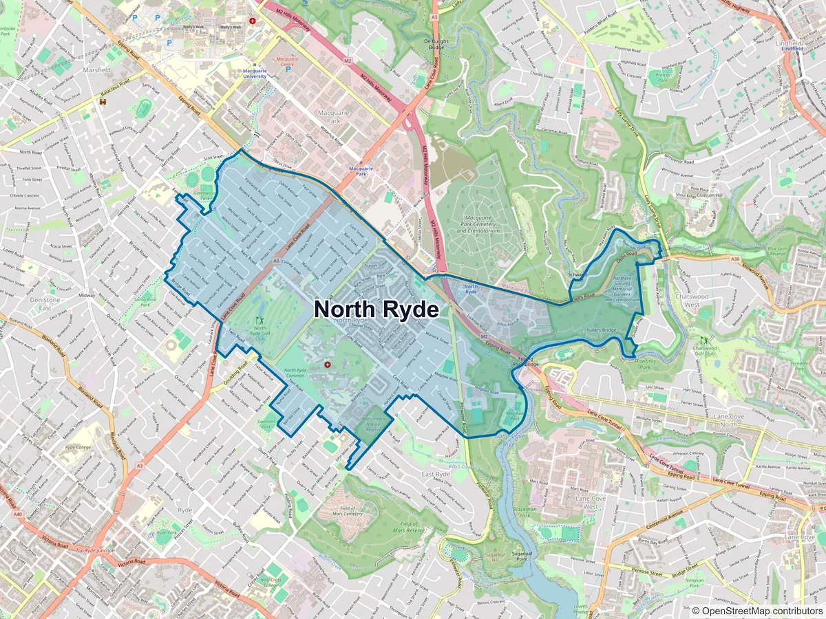 Map of North Ryde, NSW, Australia