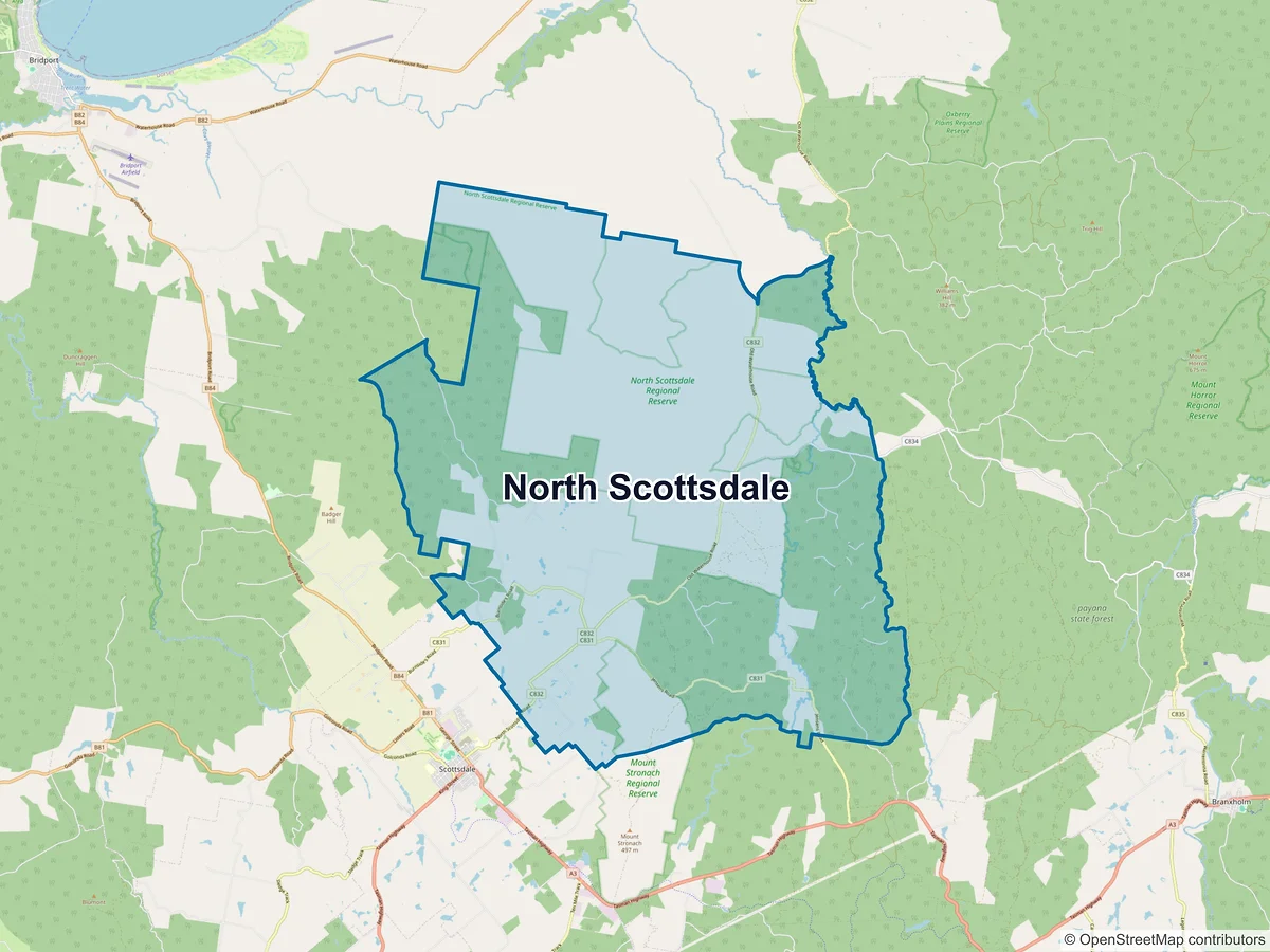 Map of North Scottsdale, TAS, Australia