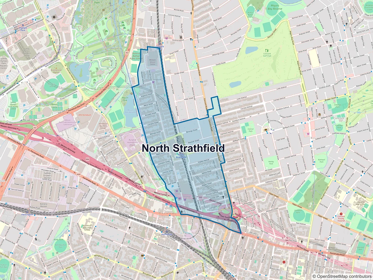 Map of North Strathfield, NSW, Australia