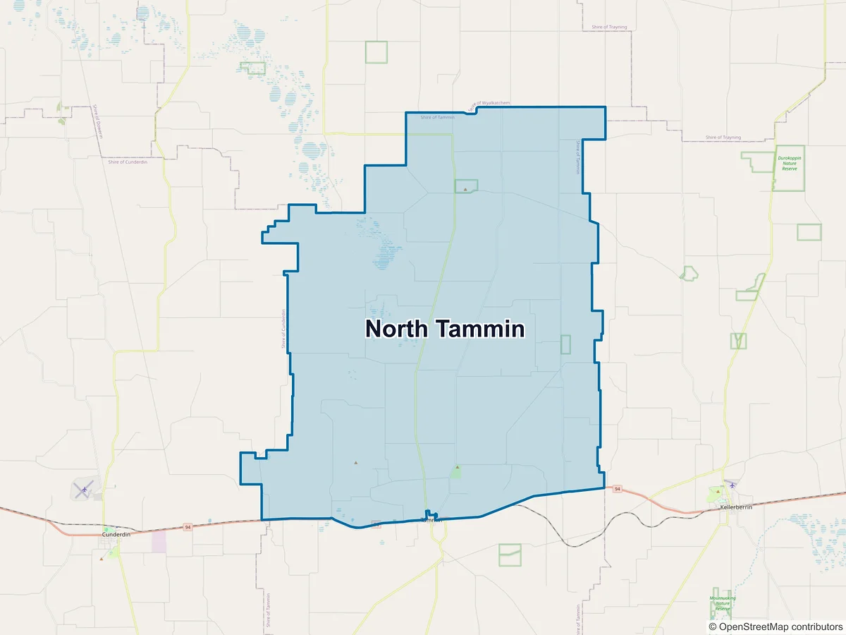 Map of North Tammin, WA, Australia