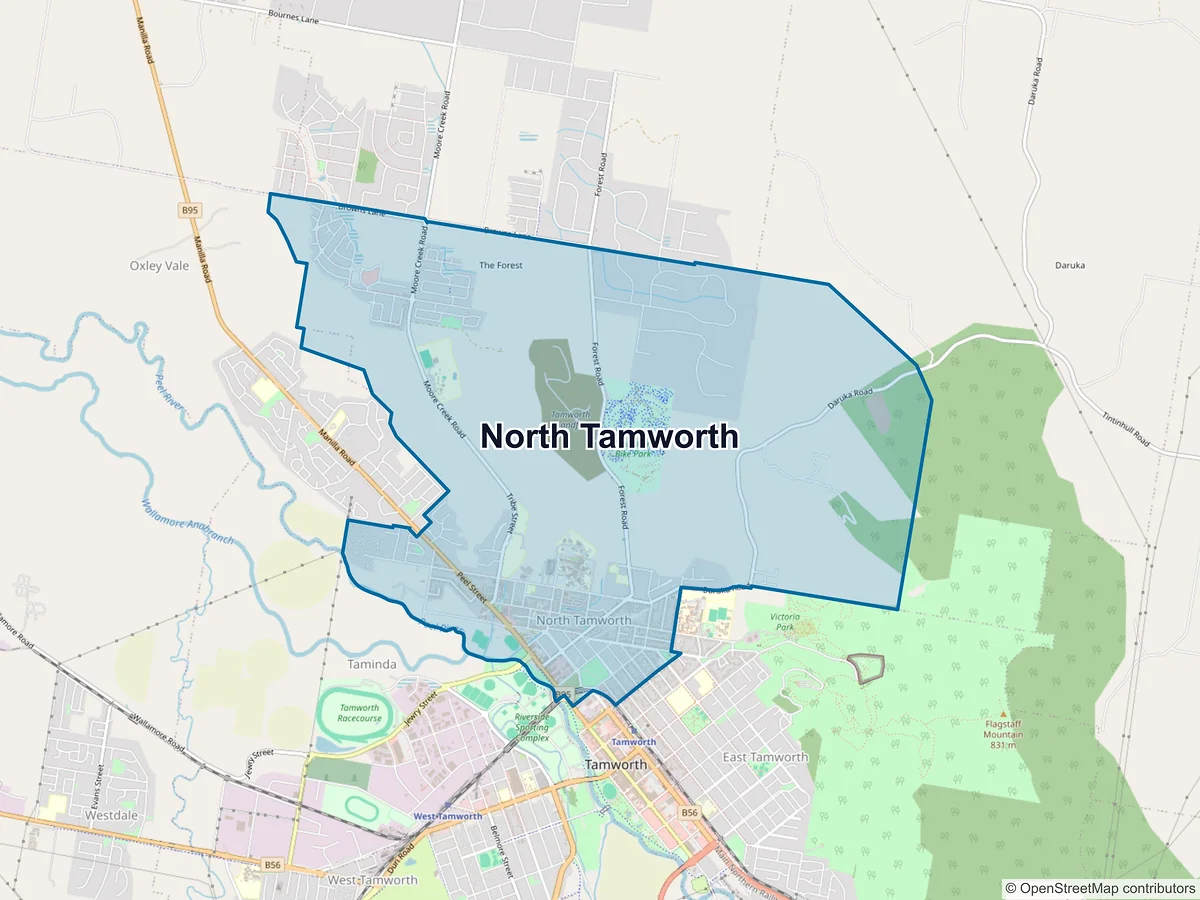 Map of North Tamworth, NSW, Australia