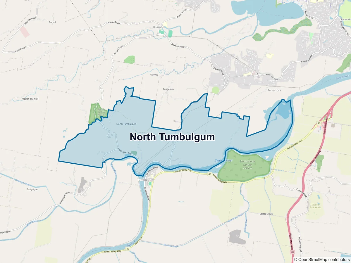 Map of North Tumbulgum, NSW, Australia