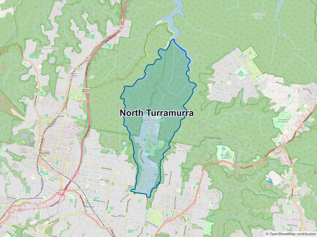 Map of North Turramurra, NSW, Australia