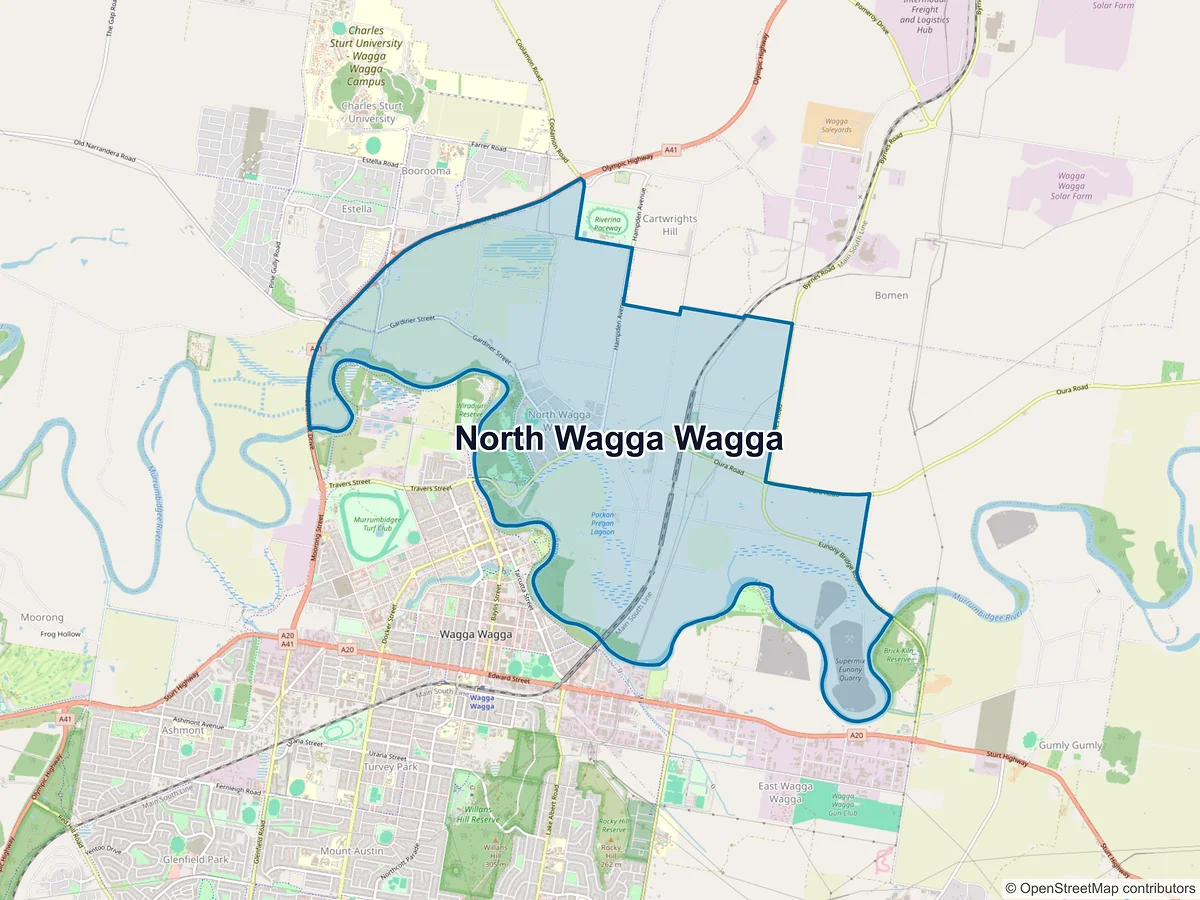 Map of North Wagga Wagga, NSW, Australia