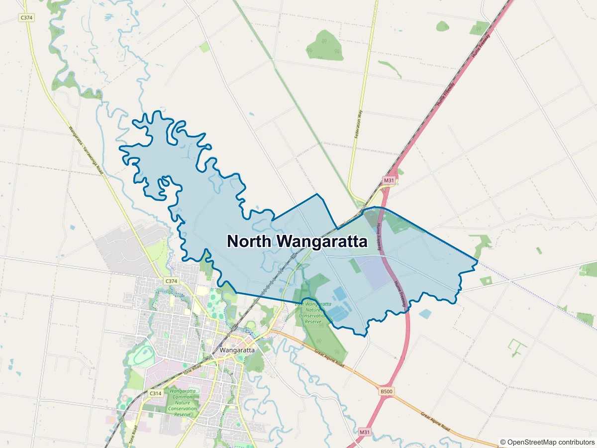 Map of North Wangaratta, VIC, Australia