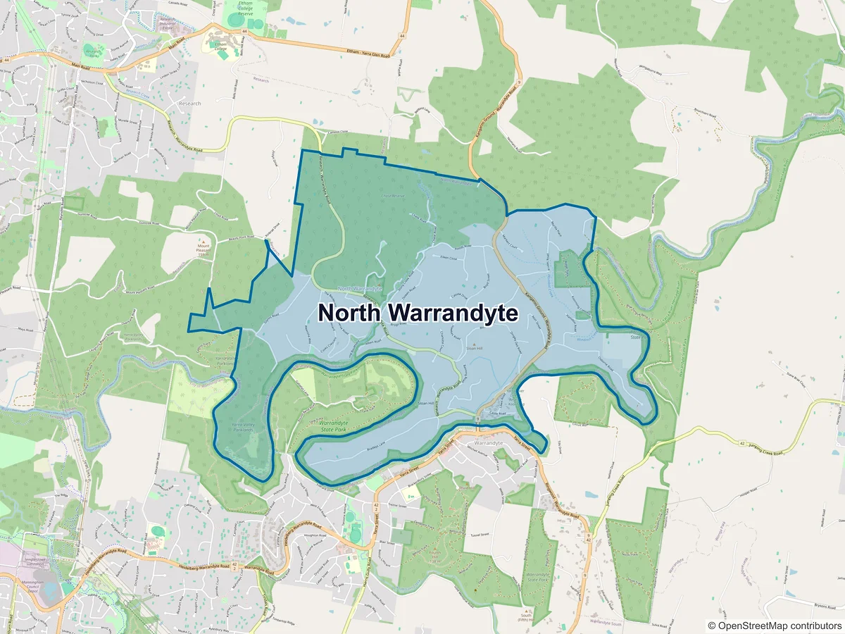 Map of North Warrandyte, VIC, Australia