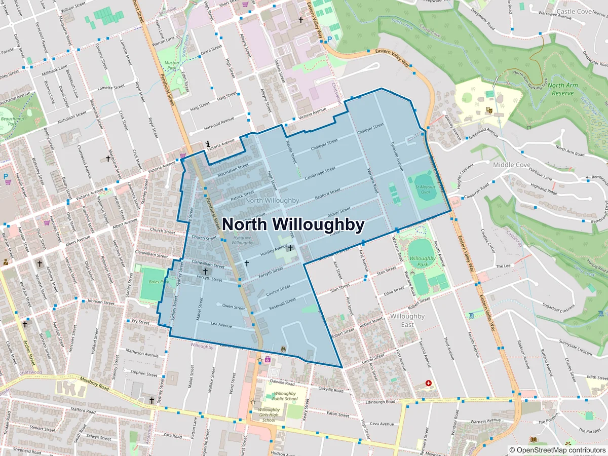 Map of North Willoughby, NSW, Australia