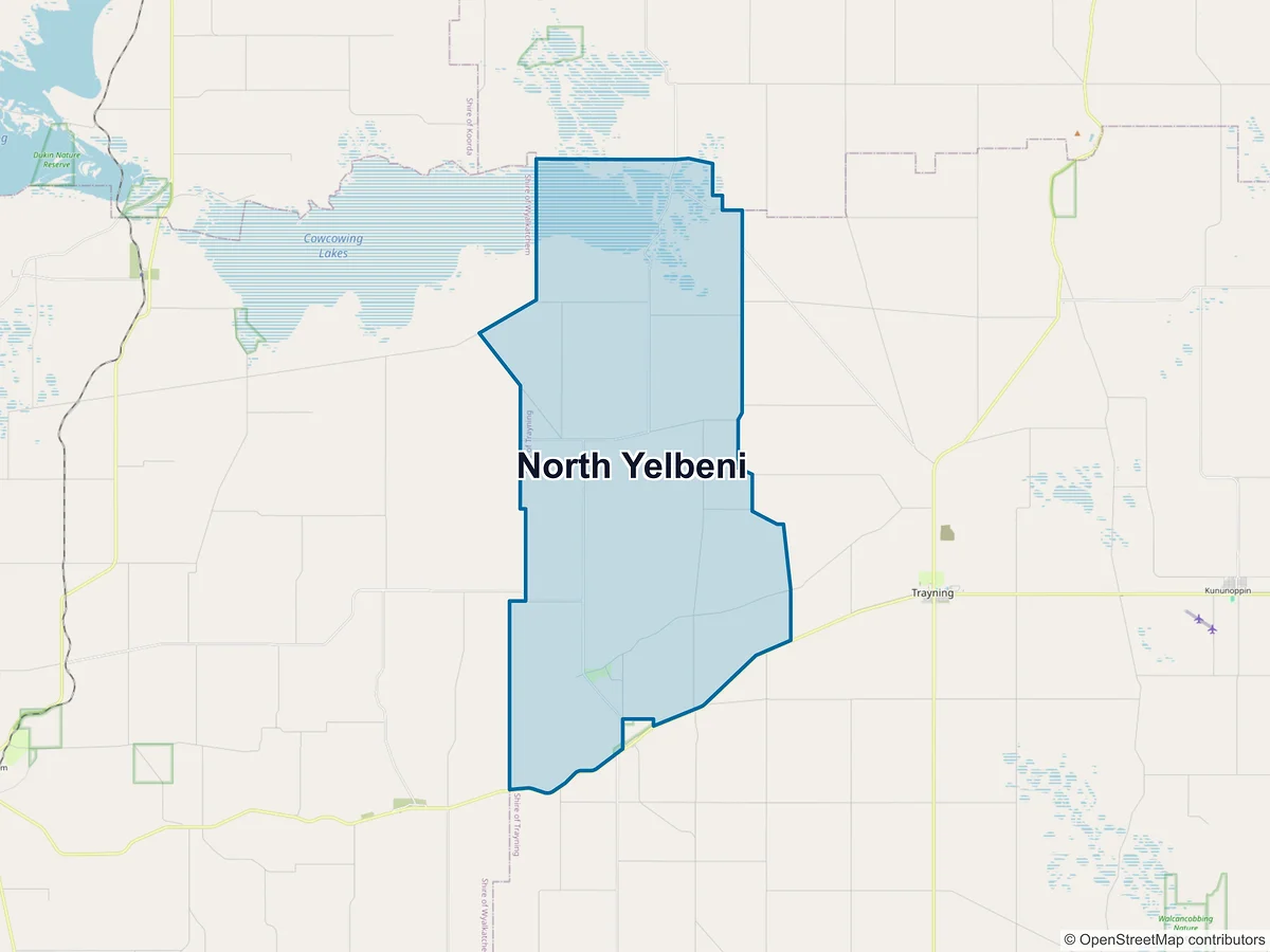 Map of North Yelbeni, WA, Australia