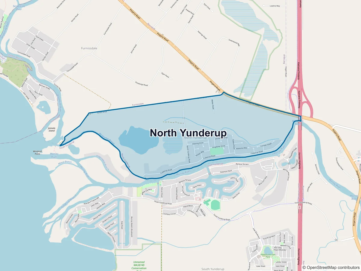 Map of North Yunderup, WA, Australia