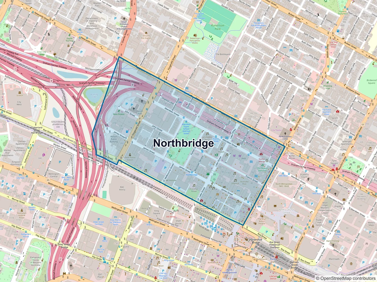 Map of Northbridge, WA, Australia