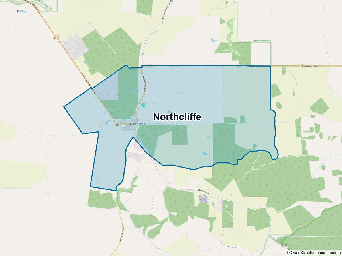 Map of Northcliffe, WA, Australia