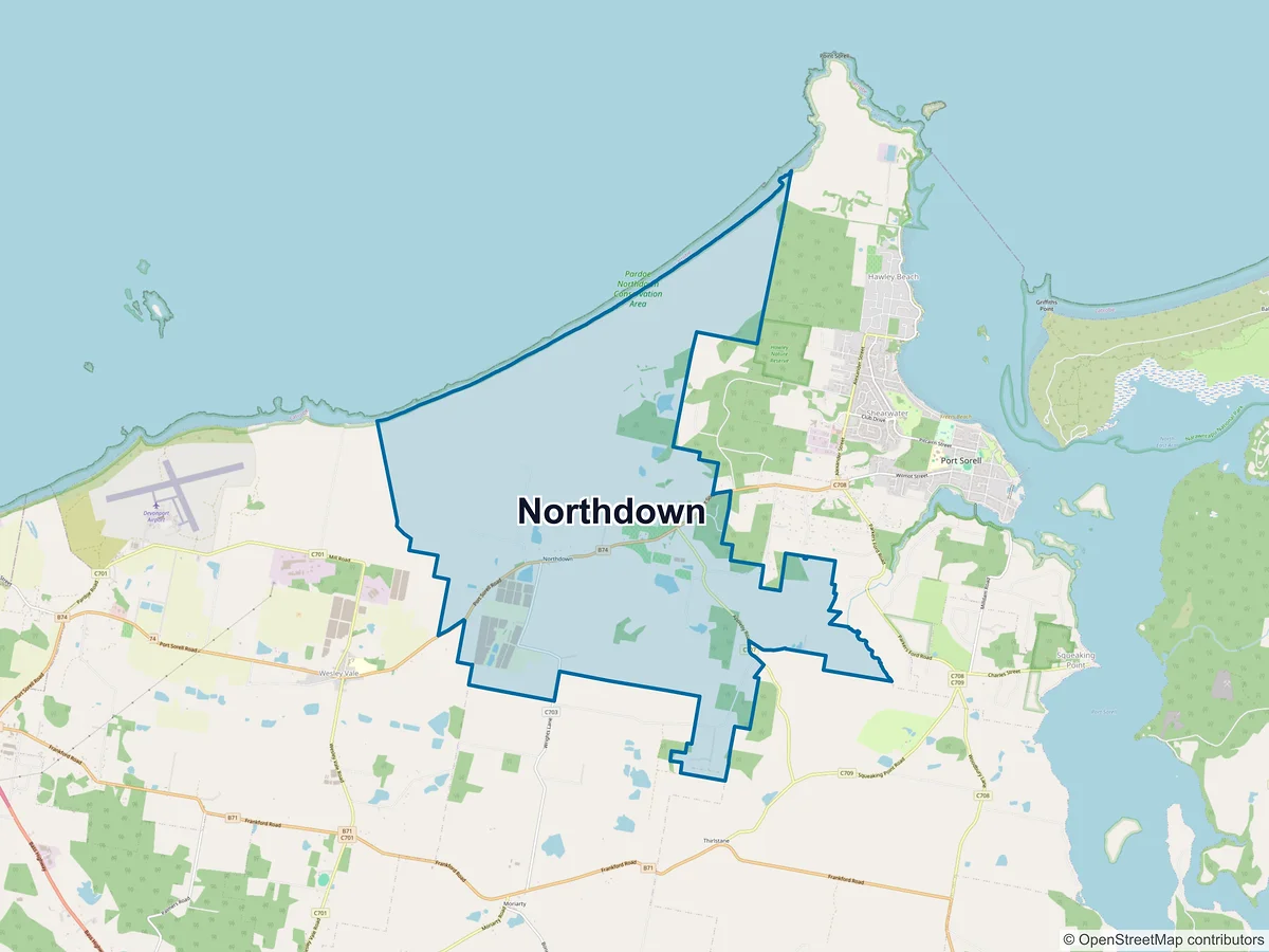 Map of Northdown, TAS, Australia