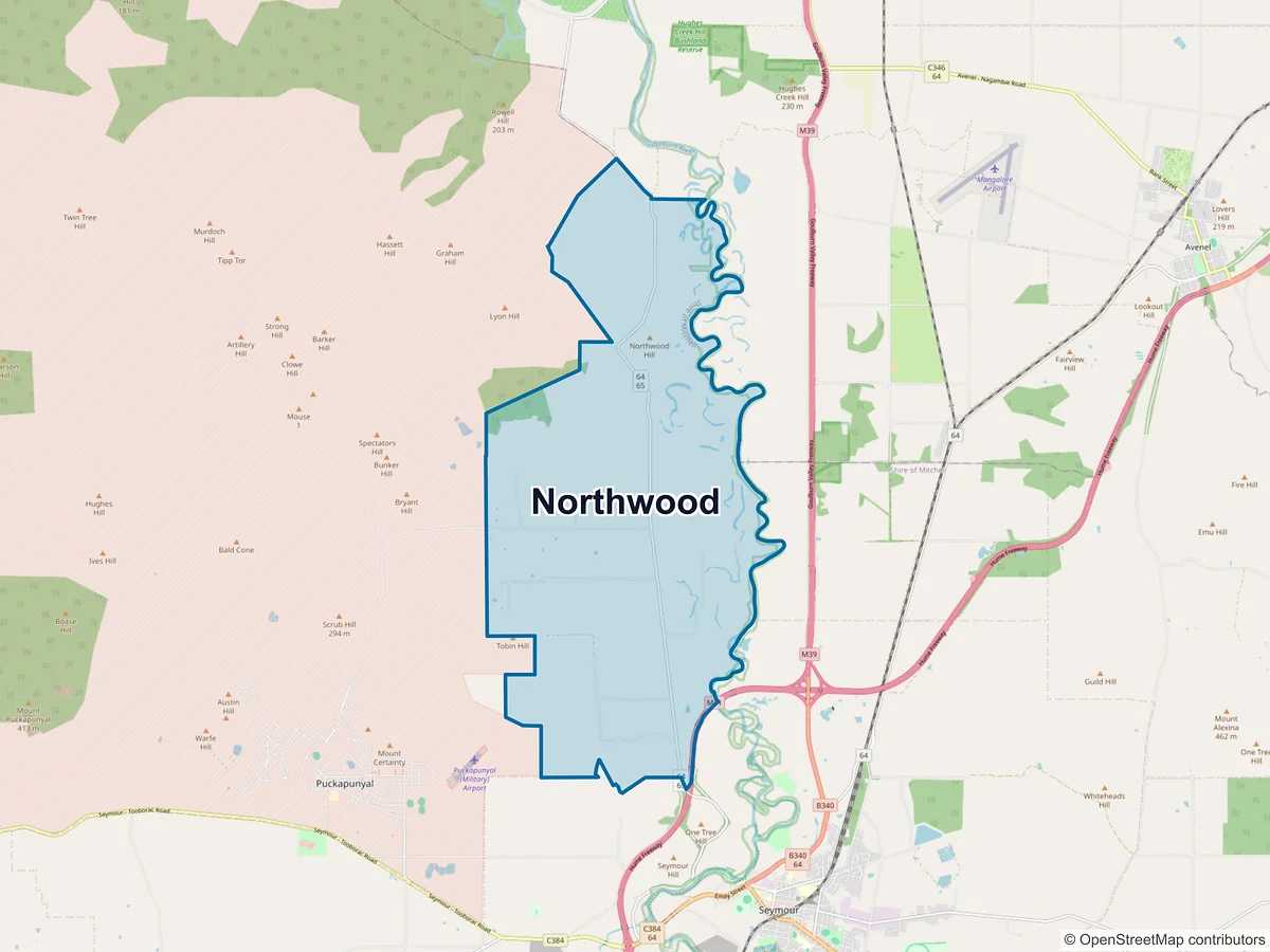 Map of Northwood, VIC, Australia