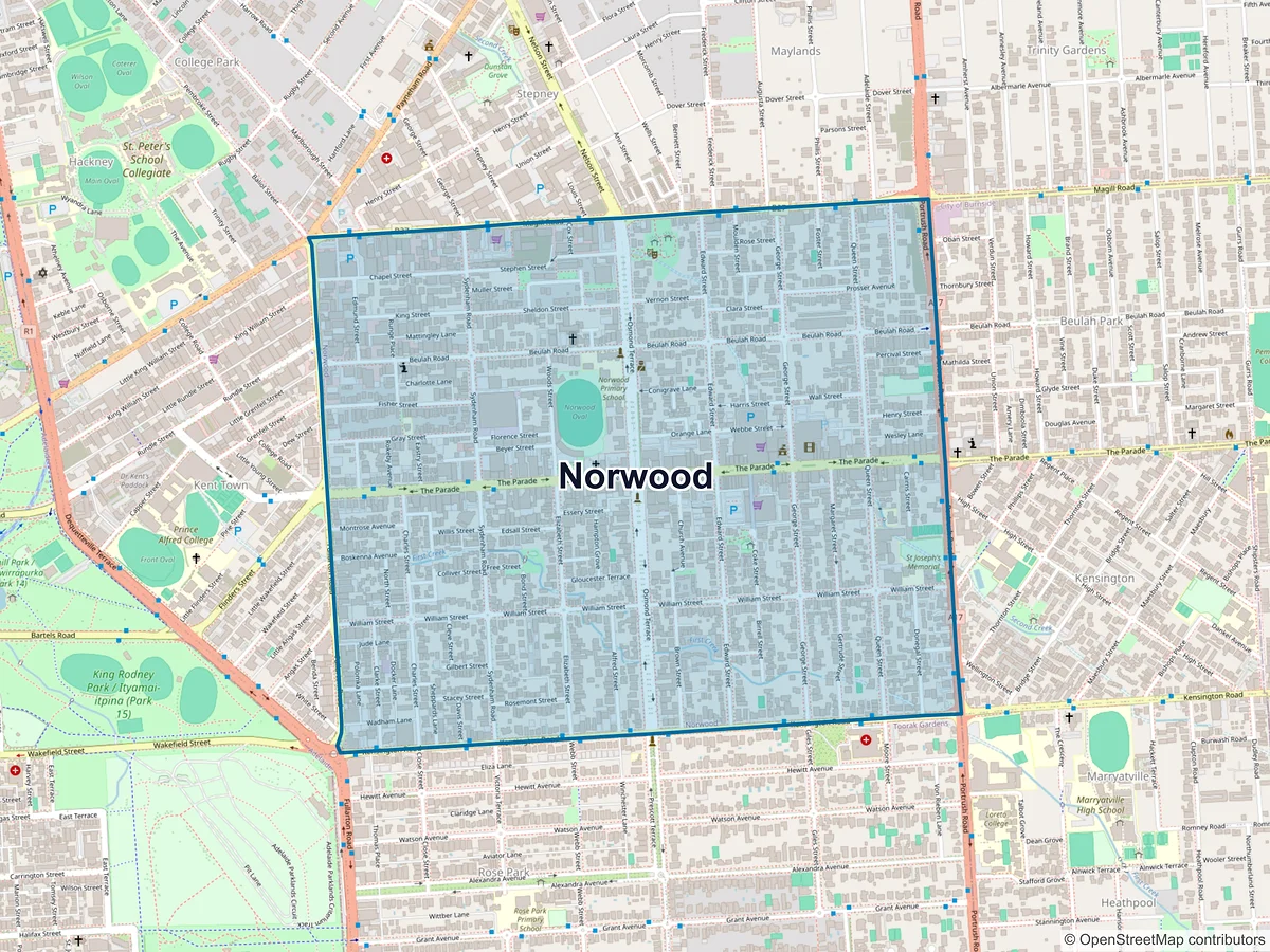 Map of Norwood, SA, Australia