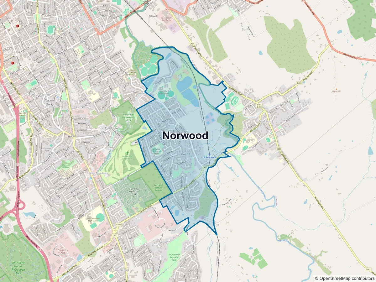 Map of Norwood, TAS, Australia