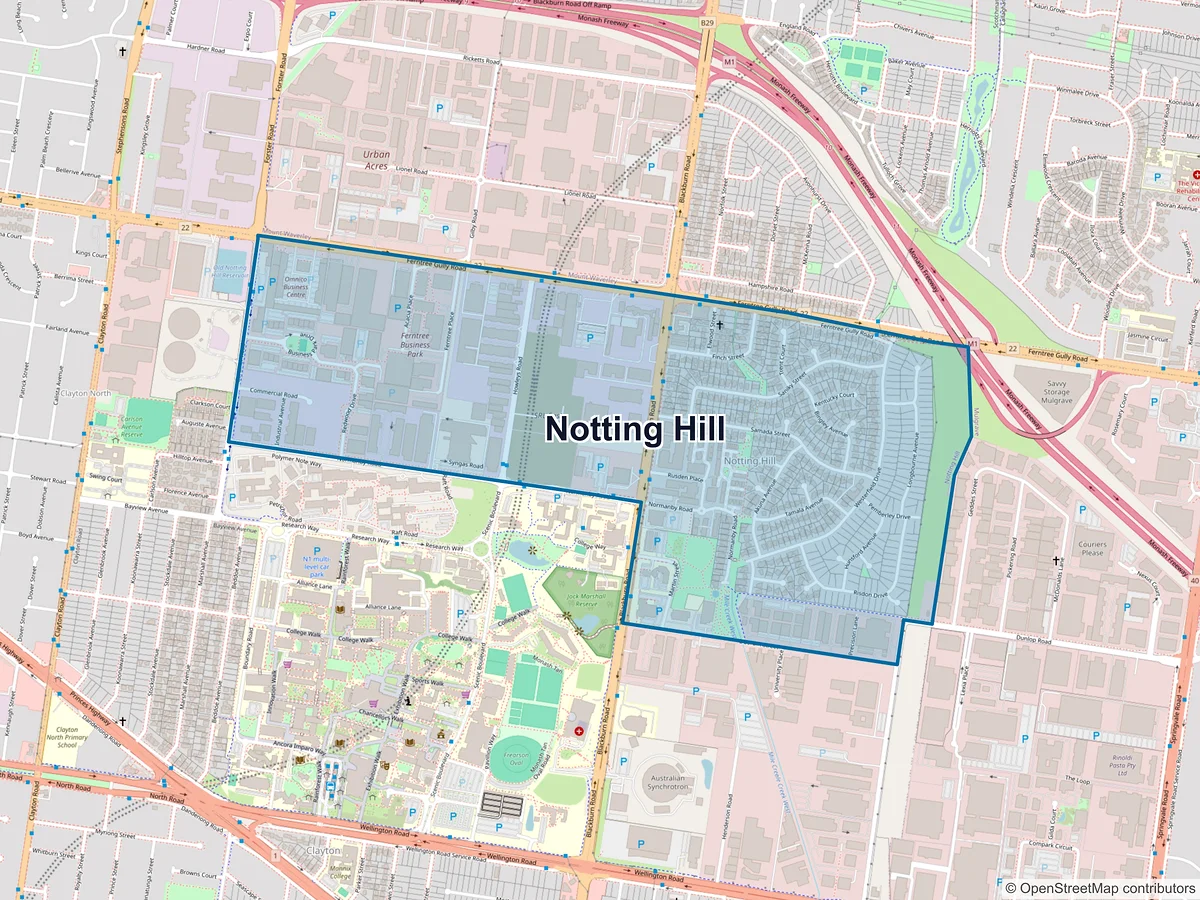 Map of Notting Hill, VIC, Australia