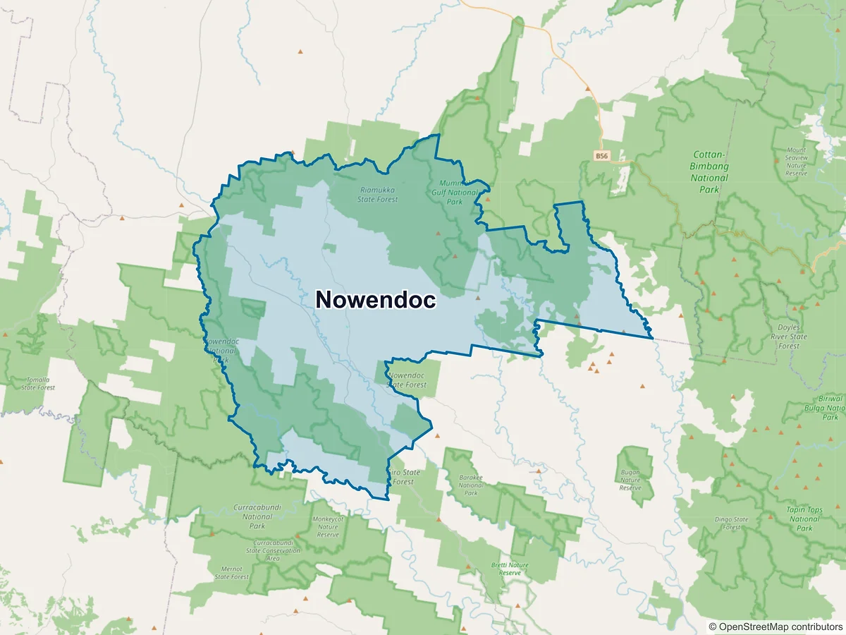 Map of Nowendoc, NSW, Australia