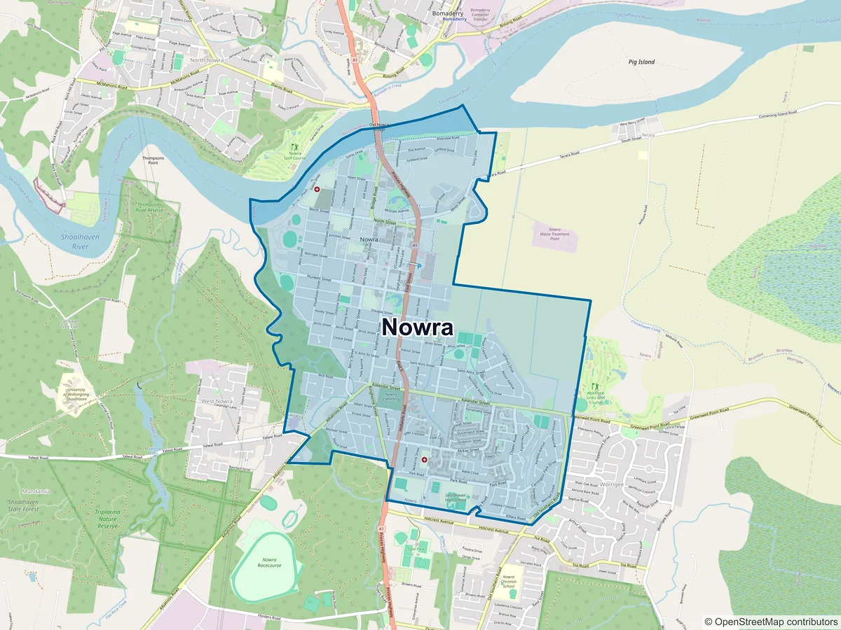 Map of Nowra, NSW, Australia