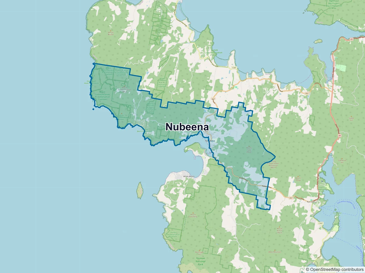 Map of Nubeena, TAS, Australia