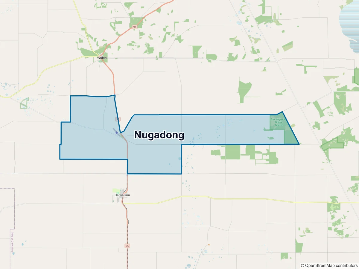 Map of Nugadong, WA, Australia