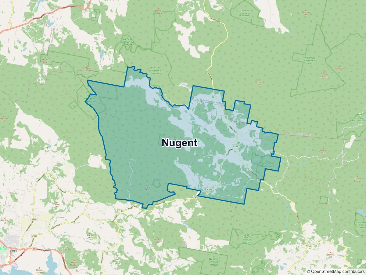 Map of Nugent, TAS, Australia