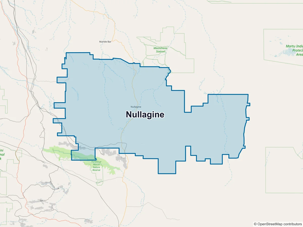 Map of Nullagine, WA, Australia