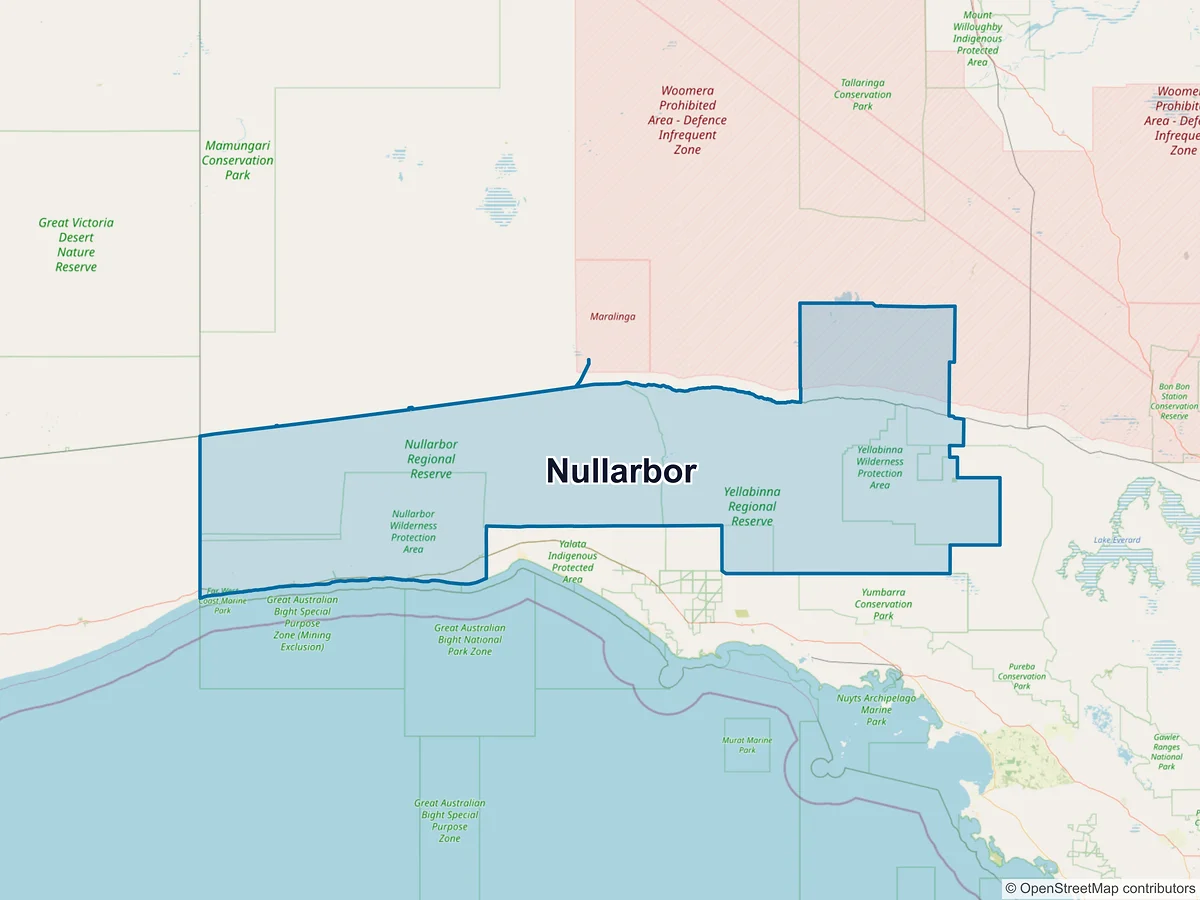 Map of Nullarbor, SA, Australia