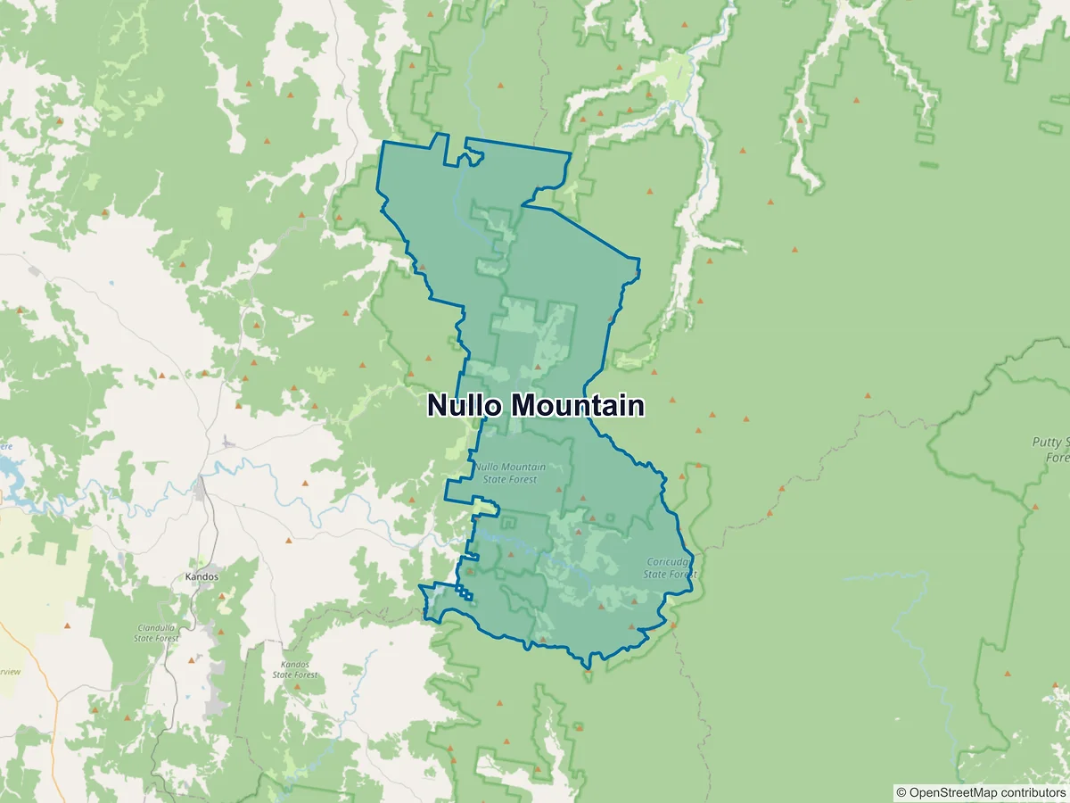 Map of Nullo Mountain, NSW, Australia