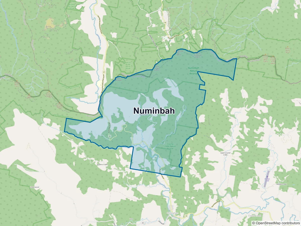 Map of Numinbah, NSW, Australia