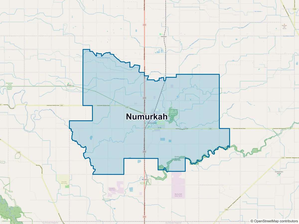 Map of Numurkah, VIC, Australia