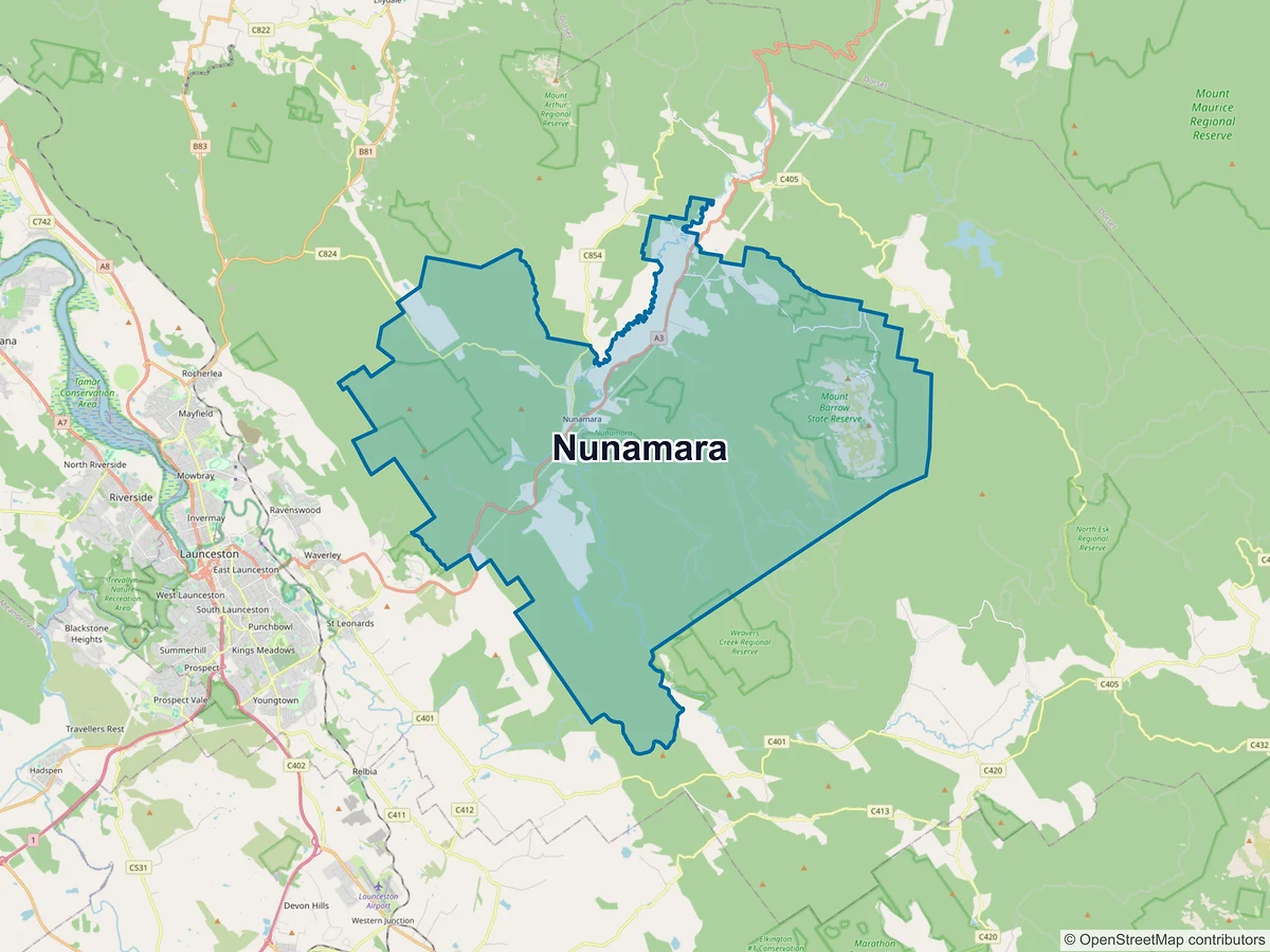 Map of Nunamara, TAS, Australia