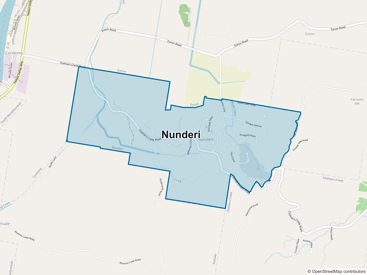 Map of Nunderi, NSW, Australia