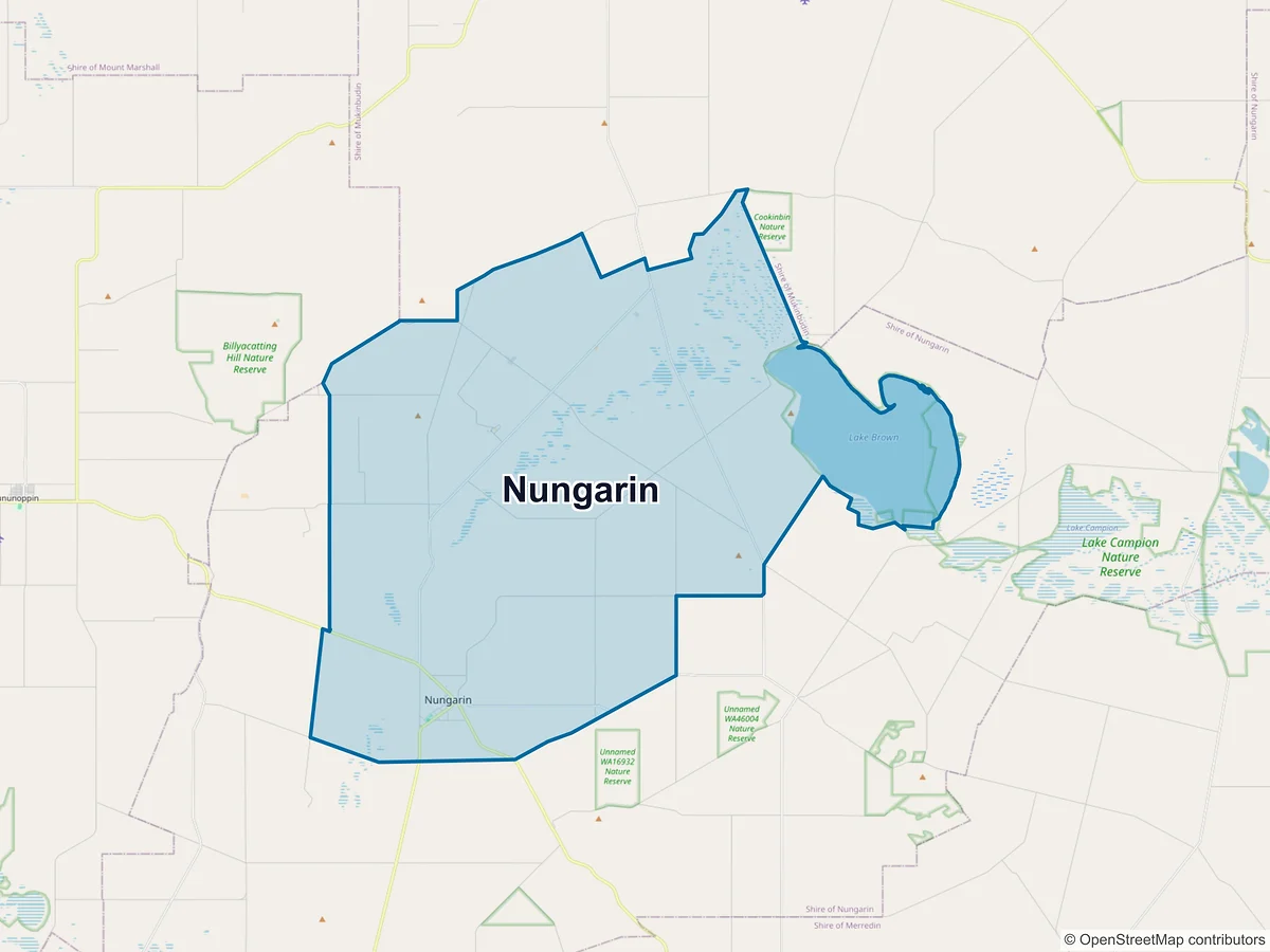 Map of Nungarin, WA, Australia
