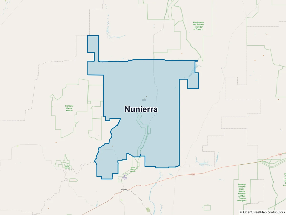 Map of Nunierra, WA, Australia