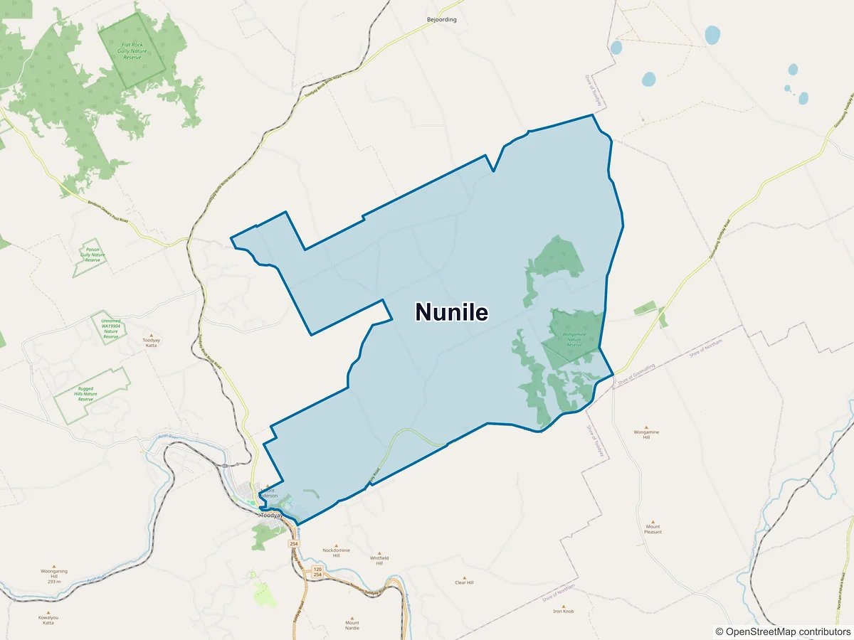 Map of Nunile, WA, Australia