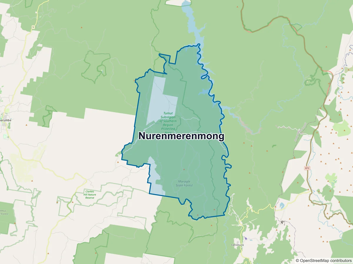Map of Nurenmerenmong, NSW, Australia