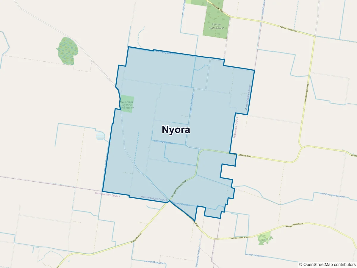 Map of Nyora, NSW, Australia