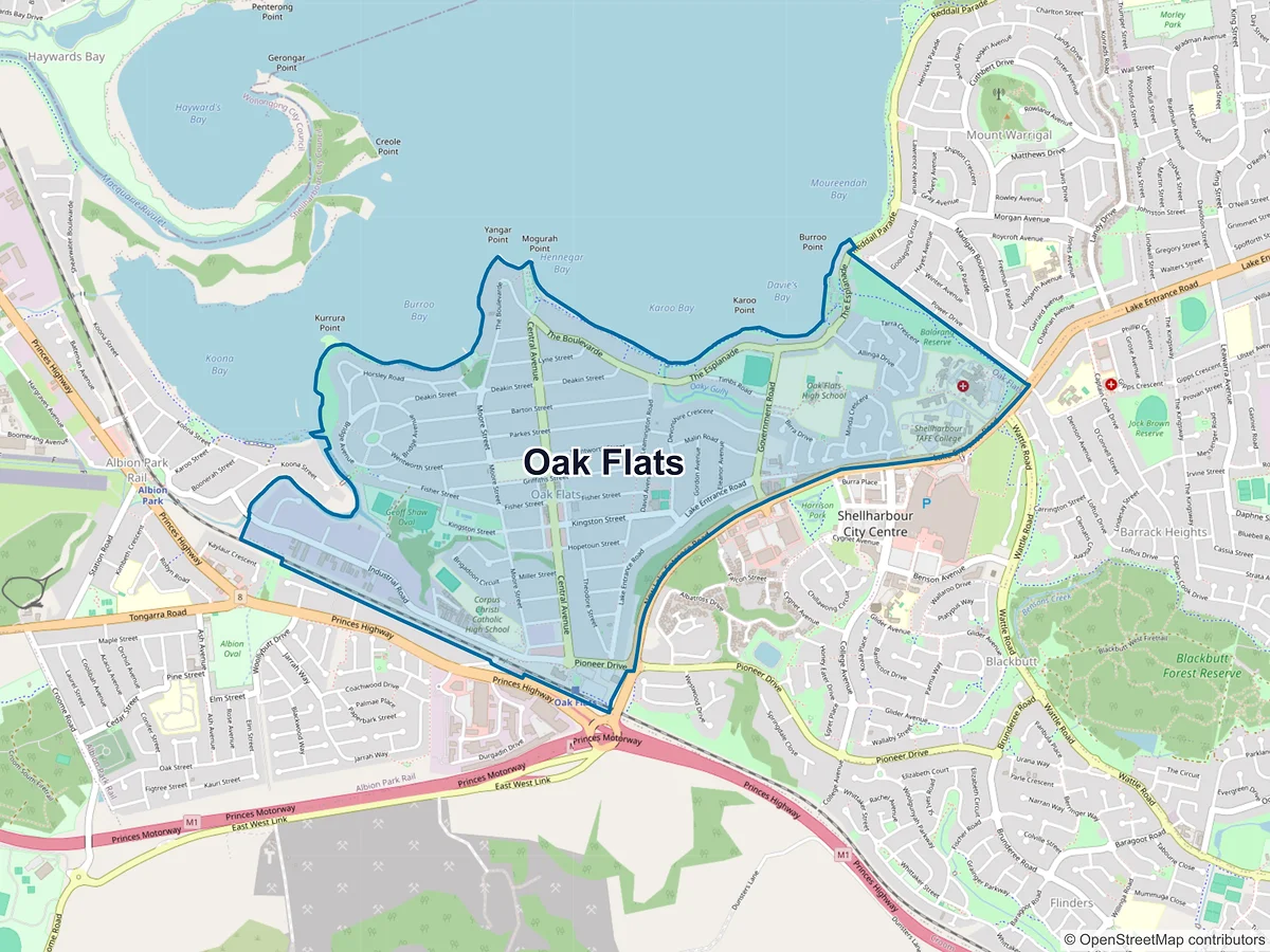 Map of Oak Flats, NSW, Australia
