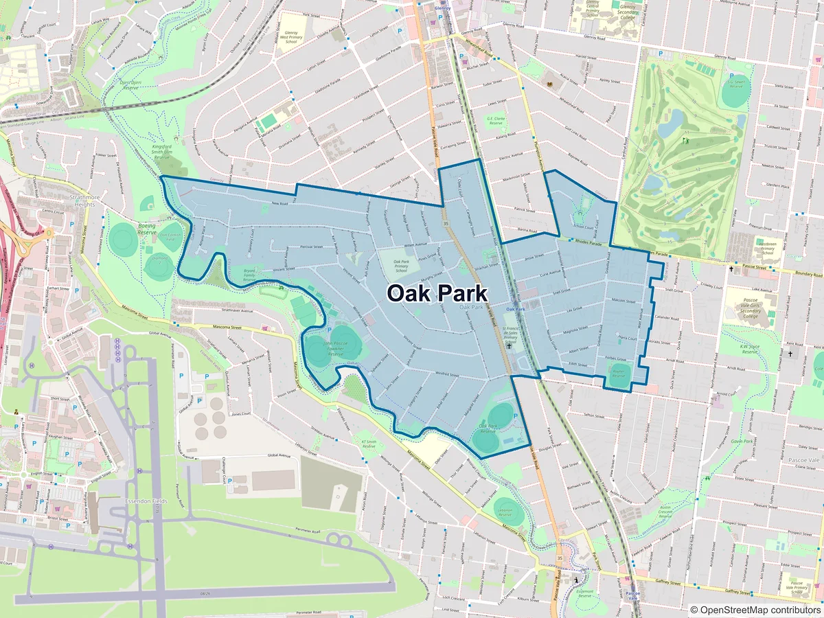 Map of Oak Park, VIC, Australia